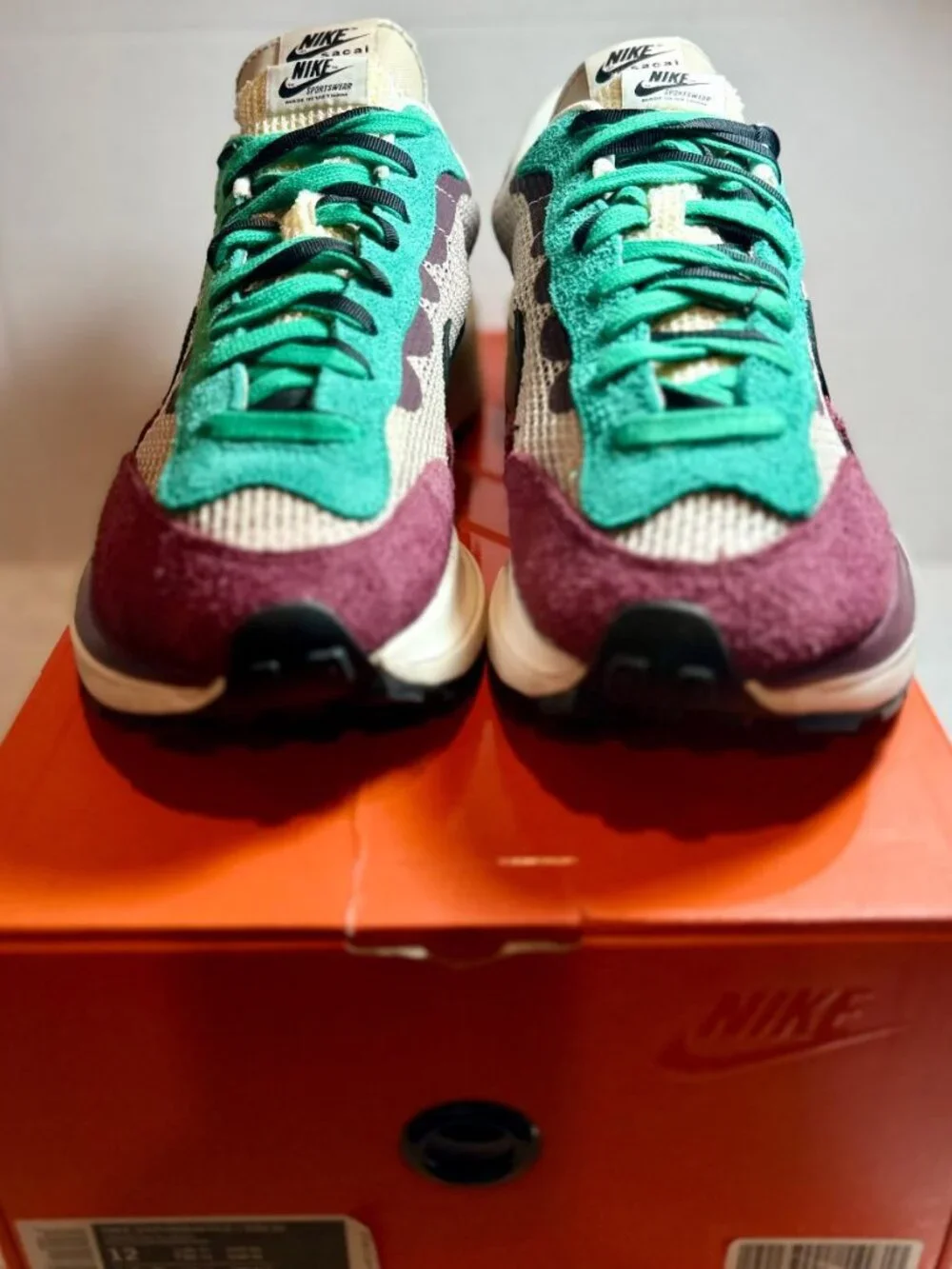 NIKE X SACAI VAPOR WAFFLE VILLAIN RED STRING BLACK SZ 12 DD3035-200 Exc. Cond.